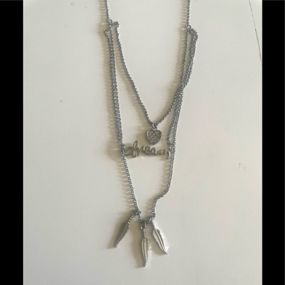 DREAM 3 tier silver boho necklace